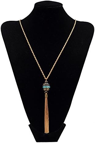 Women Fashion jewelry Personalized crystal Chain Tassel fringed winter sweater Long necklace Golden