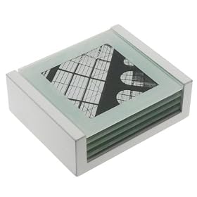 4 Glass Coasters Photo Gift Set - Insert Your Own Photos - White Stand