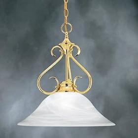 Thomas Lighting M2550-1 One Light Pendant, Polished Brass Finish with Swirled Marble Glass