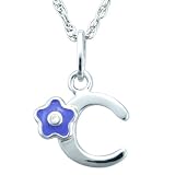 Children's Sterling Silver Enamel and Diamond-Accent Initial 