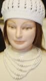 Hand Crocheted White Cotton Skull Cap for Women and Teens Offered in Combination with Large Five...