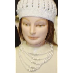 Hand Crocheted White Cotton Skull Cap for Women and Teens Offered in Combination with Large Five...