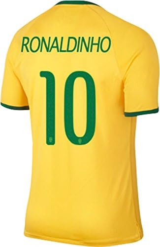 2016 Brazil Home 10 RONALDINHO Customized Yellow men`s Soccer Jersey SIZE M