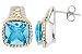 10 Carat Blue Topaz and Diamond 14K Yellow Gold & Sterling Silver Earrings