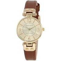 Anne Klein Women's 109442CHHY Gold-Tone Champagne Dial and Brown Leather Strap Watch