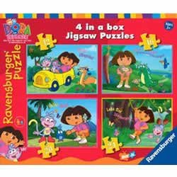 Childrens Toyshop  Toys : Dora the Explorer - 4 Puzzles in a Box