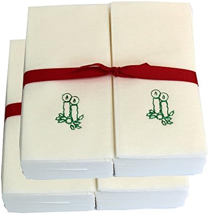 Disposable Guest Hand Towels - Embossed with Green Candles - 100ct