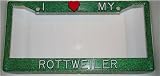 Green Glitter I Love My Rottweiler Frame