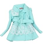 Baby Girls Princess Flower Long Jacket Outwear Trench Coat Autumn Winter Clothes (10#4-5 years, blue)