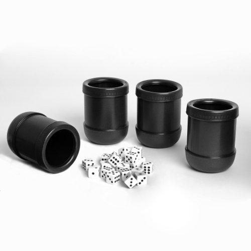 Dice Cups - Set of 4 Professional Grade Plastic with 20 Dice & Instructions for Liar's Dice On Sale