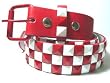 MENS/WOMENS RED AND WHITE STUDDED PUNK BELTS- 30" TO 44"