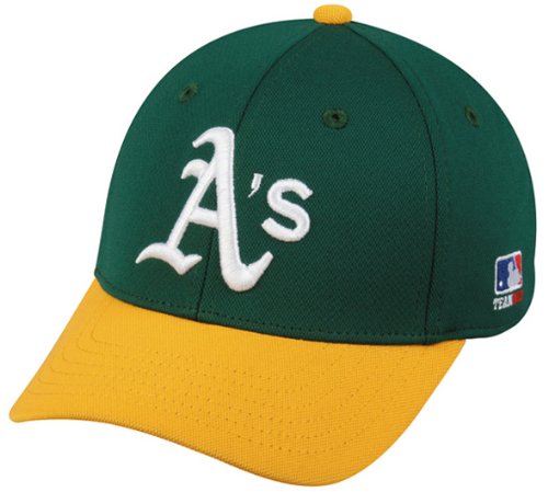 MLB BAMBOO Flex FITTED Med/Lg Oakland ATHLETICS A's Home Green/Gold Hat Cap
