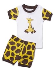 Leveret Shorts "Giraffe" Girl 2 Piece Pajama 100% Cotton (Size 6m-5t) (2 Toddler, Brown)