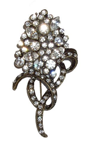 Brooches   Fancy Stem and Flower Rhinestone Brooch
