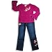 Lipstik - Girls Long Sleeve Denim Pant Set, Purple, Blue