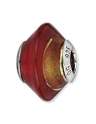 Sterling Silver Reflections Dark Red & Orange Italian Murano Bead