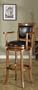 Oak Finish Wood Swivel Bar Stool With Arms And Vinyl Padded Seats