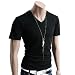 Mens Casual Short Sleeve Single Color V neck T-shirt (070D)