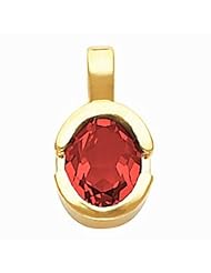14K Yellow Gold Oval Cut Chatham Created Ruby Pendant -- LIFETIME WARRANTY