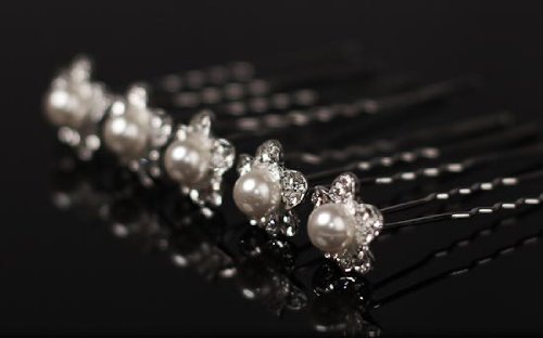 Package of 12 Rhinestone & Faux Pearls Flower Hair Jewelry- Fashionable Hair Pins for Weddings, Proms, or Special Events Package of 12 Rhinestone & Faux Pearls Flower Hair Jewelry- Fashionable Hair Pins for Weddings, Proms, or Special Events