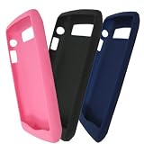 BlackBerry Black Dark Blue and Pink Patterned Color Matte Finish Silicone Skin Case for BlackBerry Pearl 3G 9100