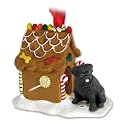 Black Pug Dogs Gingerbread House Christmas Ornament New