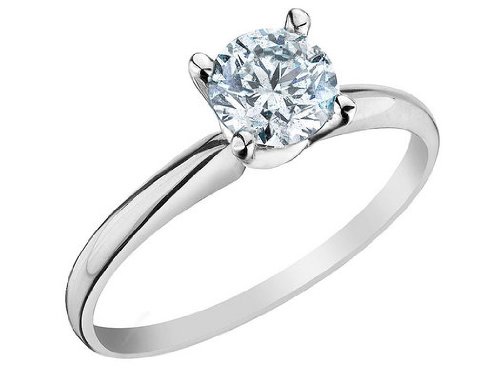 Engagement Ring: 1 Carat (ctw) in 14K White Gold Diamond Solitaire Ring (Certified)