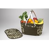 Collapsible Basket Cooler  Market Tote (Promenade Olive floral ) by 