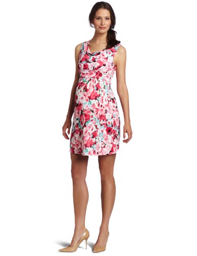 Three Seasons Maternity Women's Sleeve Printed Cowl Dress