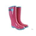 Ladies/Womens Pink And Blue Wellington Boots, Wellies with White Dotty Design