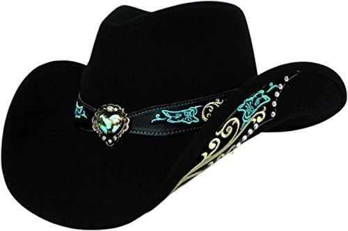 Dallas Hats Black Felt Western Hat with Centered Heart Concho