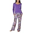 Nick & Nora&reg; Womens Knit Top/Fleece Pant PJ Set - Snow Owls Blue