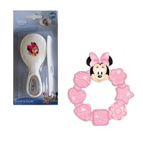 Disney Baby Minnie Mouse Brush & Comb Set and Water Filled Teether