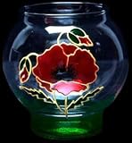 Celtic Glass Designs Hand Painted Glass Candle Holder in a Poppy Design.