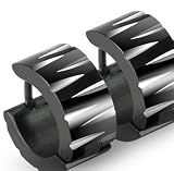 Cheap  Mens Diamond Cut Black Huggie Hoops Earrings Set - 7MM