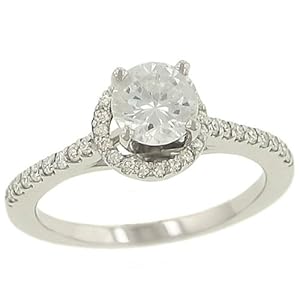 Halo Style Round Pave Diamond Eng Ring (cz ctr) 0.24ct
