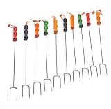 California Home Goods Marshmallow Roasting Fork Set, Chrome Plated, Multi-Colored, Set of 10