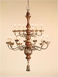 Currey and Company 9438 GL/Vintage Silver Leaf/Wood Winterthur Pierre Chandelier with Customizable Shades