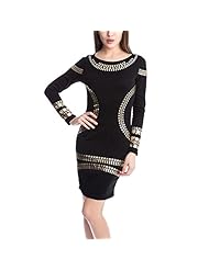 Cutout General Print Long Sleeves Polyester/Spandex Cocktail Above the Knee Evening Dress/Wedding Party Dress 