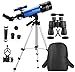 MaxUSee Travel Scope with Backpack - 70mm Refractor Telescope & 10X50 Full-size Binoculars for Moon Viewing Bird Watching Sightseeing