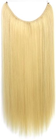 Manwu 22"(55cm) Mixed Color Hide Halo Flip in Hair Extension Straight Synthetic Hairpieces Women's Wig 80g 86/613