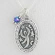 Oval Star Dancer Pendant in Sterling Silver with a Blue Crystal on 16" Box Chain, #8511