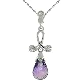 10k White Gold Loop and Amethyst Pendant, w  0.02 Carat Brilliant Cut Diamonds, 1 1 16 in. (27mm)...