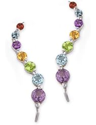 The Ear Pin Amethyst, Topaz, Peridot, Citrine and Garnet Sterling Silver Earrings