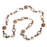 Beautiful Golden Brown Stone Beaded Long 34" Necklace Fashion Jewelry