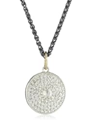 Mizuki Silver with Gold Evil Eye Disc Necklace