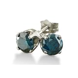 3/4ct Blue Diamond Earrings in 14k White Gold Diamond Studs