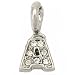 Czech Glass Letter "A" Spring Ring Charm White Plated 13.5mm