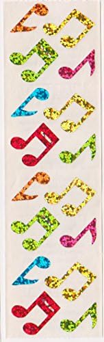 Music Notes Rainbow Glitter Stickers - 2 Sheets