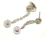 Diamond and Pink Sapphire Hanging Earring, 18k White Gold (T.w 1.35)